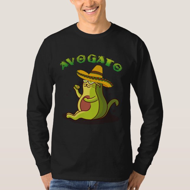 Avogato Cat Avocado Cinco de Mayo Cute Cat Mexico  T-Shirt (Front)