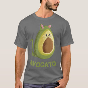 Avogato Funny Avocado Cat Cute Face Graphic T-Shirt