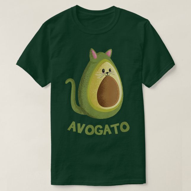 Avogato Funny Avocado Cat Cute Face Graphic  T-Shirt (Design Front)