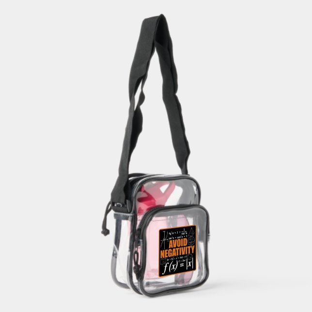 Avoid Negativity Funny Math Mathematician Teacher Clear Crossbody Bag (Right)