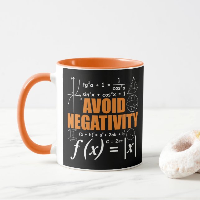 Avoid Negativity Funny Math Mathematician Teacher Mug (With Donut)