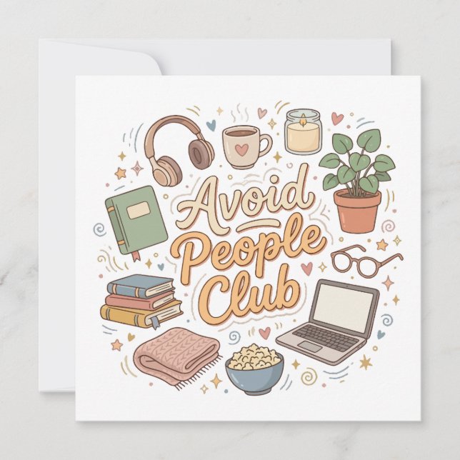 Avoid People Club Cozy Introvert Vibes Invitation (Front)