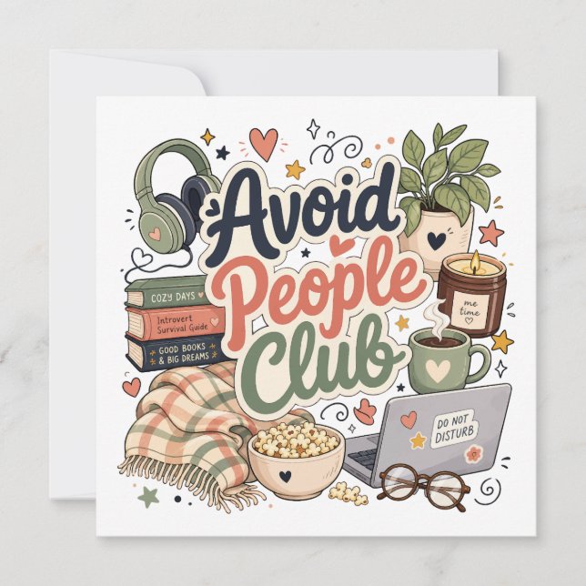 Avoid People Club Cozy Introvert Vibes Invitation (Front)