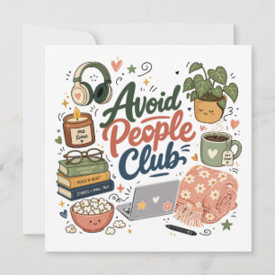 Avoid People Club Cozy Introvert Vibes Invitation