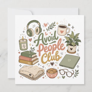 Avoid People Club Cozy Introvert Vibes Invitation
