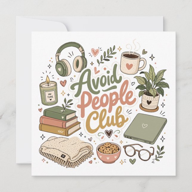 Avoid People Club Cozy Introvert Vibes Invitation (Front)