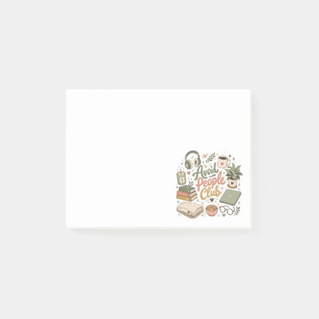 Avoid People Club Cozy Introvert Vibes Post-it Notes (Front)