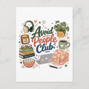 Avoid People Club Cozy Introvert Vibes Postcard