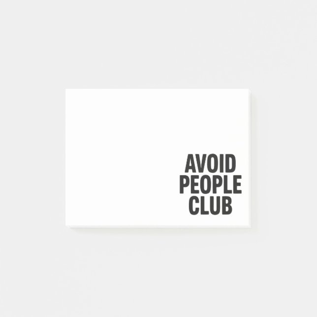 Avoid People Club Introvert Humor Statement Post-it Notes (Front)