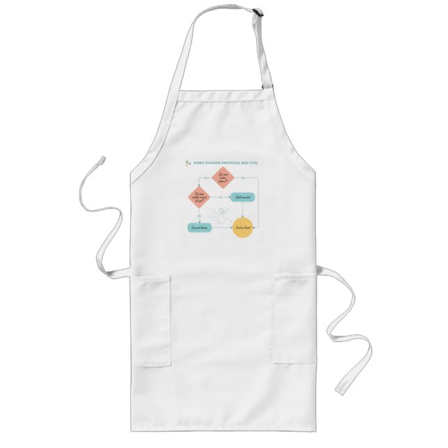 Avoid Plans Funny Flowchart – Introvert Humor  Long Apron (Front)
