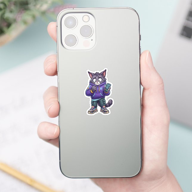 Avoiding Phone Calls Cat Sticker (Phone)