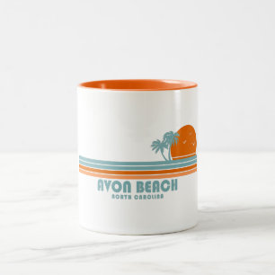 Avon Beach North Carolina Sun Palm Trees Two-Tone Coffee Mug