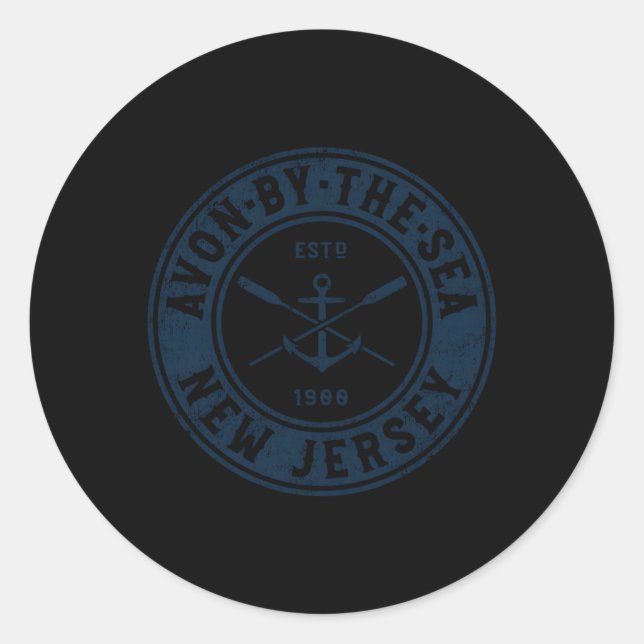 Avon-By-The-Sea New Jersey Nj Boat Anchor Oars Classic Round Sticker (Front)