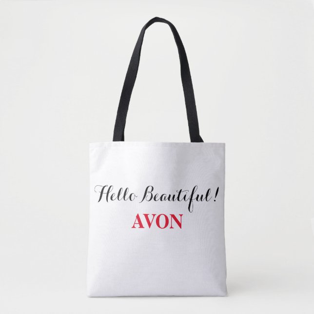 Avon "Hello Beautiful" Tote with Black Handles Bag (Front)