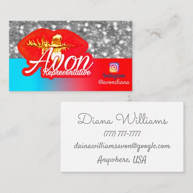 Avon Instagram logo gold and silver aesthetic Busi Business Card (Front/Back)