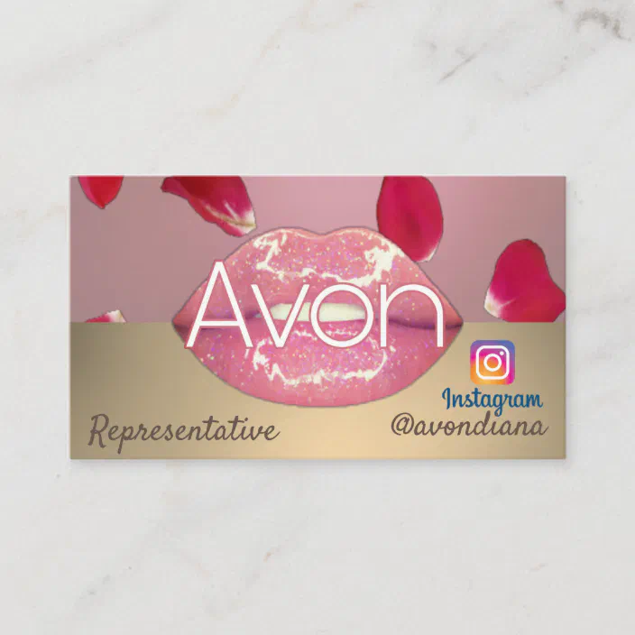 Avon Instagram Logo Pink And Gold Aesthetic Roses Business Card Zazzle Com