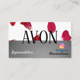 Avon Instagram logo silver aesthetic roses Business Card
