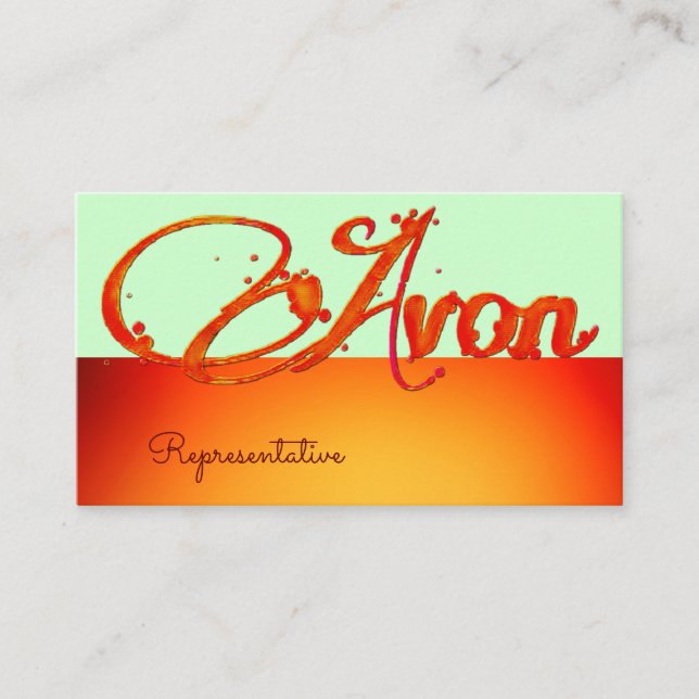 Avon personalized orange and red aesthetic business card (Front)