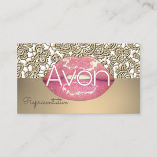 Avon personalized pink and gold lace aesthetic business card