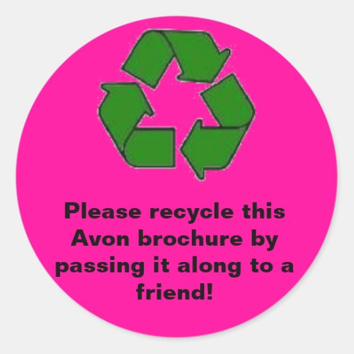 Avon  Please recycle brochure Classic Round Sticker