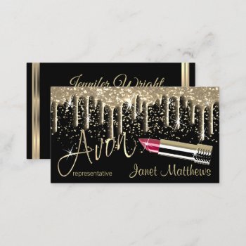 Avon Representative - Black And Gold Drip Business Card by DesignsbyDonnaSiggy at Zazzle