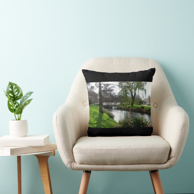 Avon River Lush Green Landscape Throw Pillow (Chair)