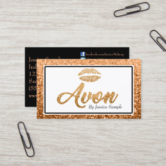 Avon Rose Gold Beauty Lips Business Card