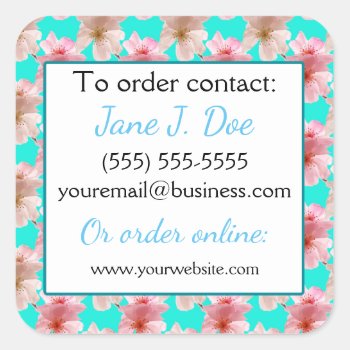 Avon Sales Brochure Stickers  Blue Floral Square Sticker by hkimbrell at Zazzle