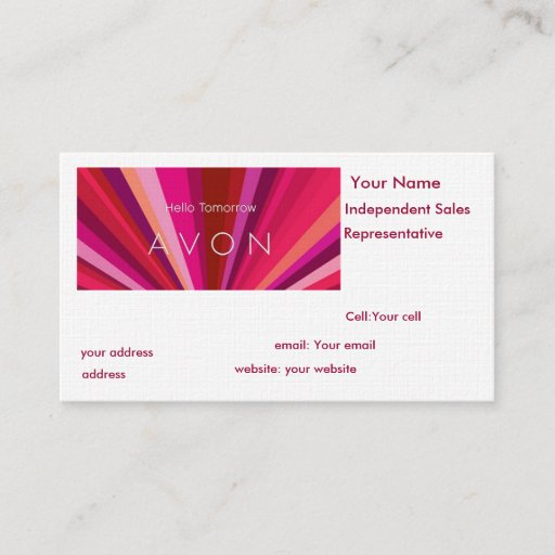 Customizable Avon Sales Representative Business Card