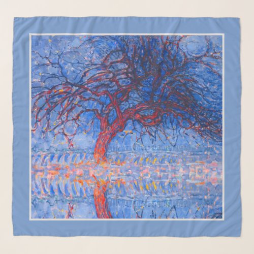 Avond Evening The Red Tree reflected Mondrian Scarf