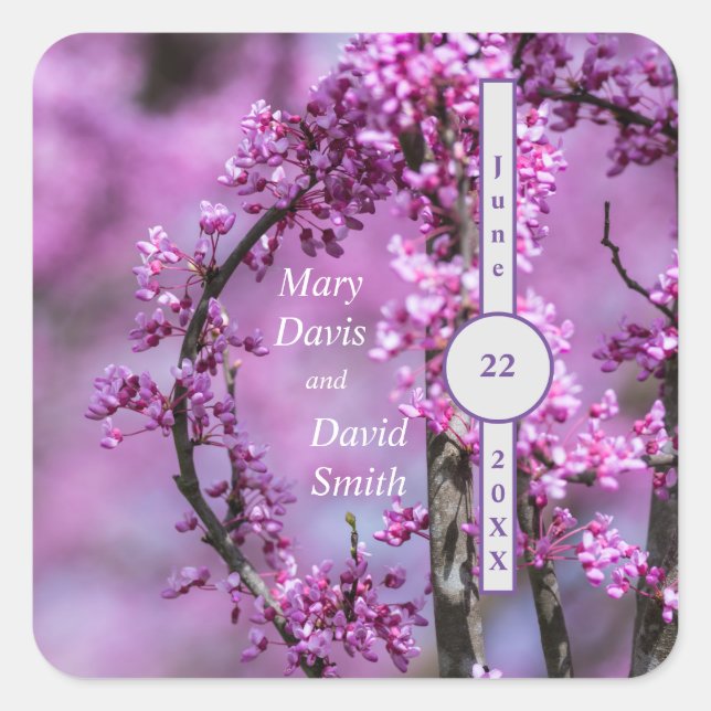 Avondale Redbud Art Wedding Square Sticker (Front)