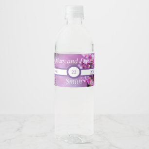 Avondale Redbud Art Wedding Water Bottle Label
