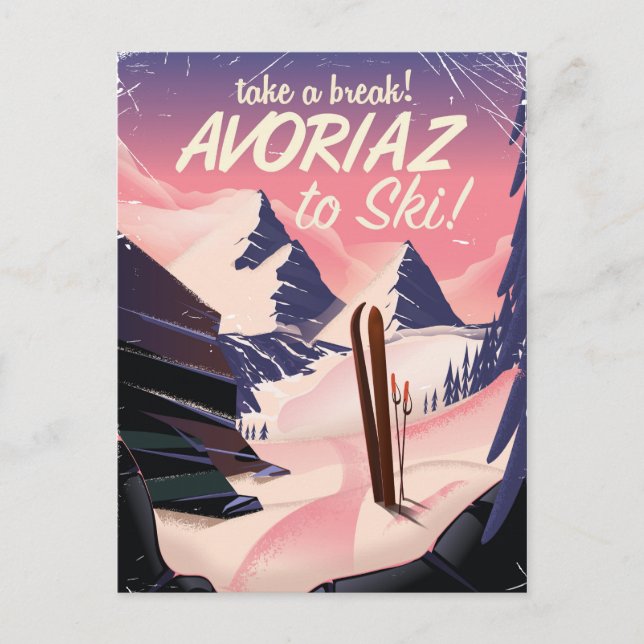 Avoriaz France Ski travel poster Postcard (Front)