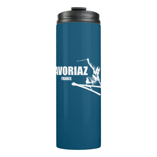 Avoriaz France Skier Thermal Tumbler (Front)