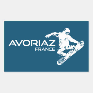 Avoriaz France Snowboarder Rectangular Sticker