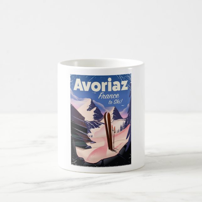Avoriaz, French Ski travel poster Coffee Mug (Center)