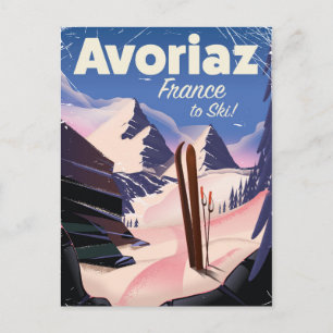 Avoriaz, French Ski travel poster Postcard