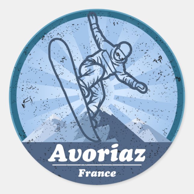 Avoriaz Ski resort - Snowboard Classic Round Sticker (Front)