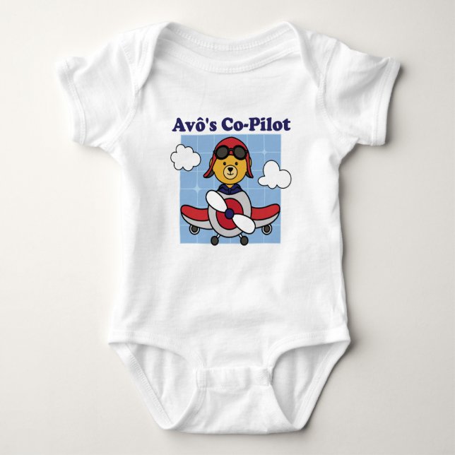 Avô's Co-Pilot - Cute Airplane Baby Bodysuit (Front)