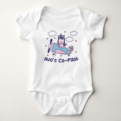 Avos Co_Pilot _ Unicorn Airplane Baby Bodysuit