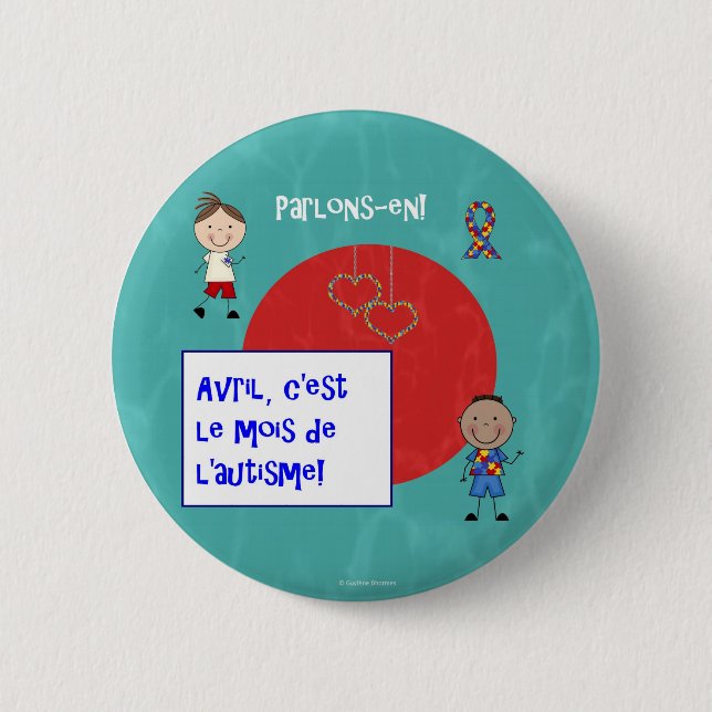 Avril c'est le mois de l'autisme rond macaron button (Front)