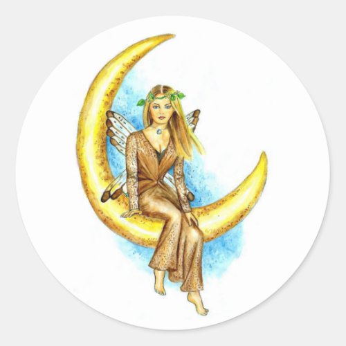 Avril Moon Fairy JL Biel Classic Round Sticker