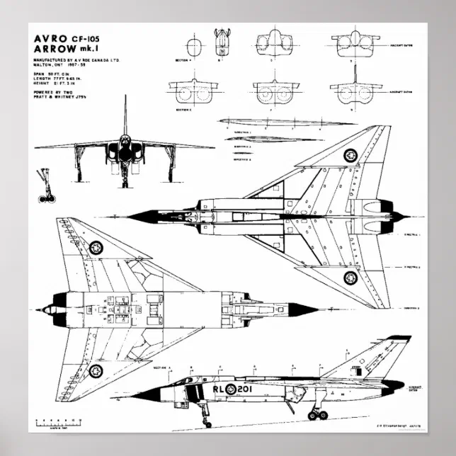 Avro Arrow Blueprints Poster | Zazzle