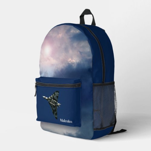 Avro Vulcan aircraft photo night sky your name Printed Backpack