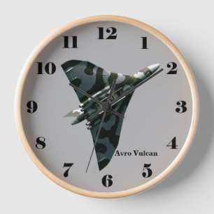 Avro Vulcan Delta Wing Bomber on gray all numbers Wall Clock
