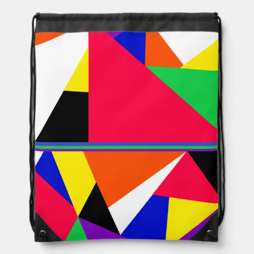 Avryl Fleurs Colorful Abstract Geometric  Drawstring Bag