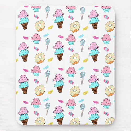 Avryl Fleurs Cute Ice Cream Cupcake Donut Mouse Pad