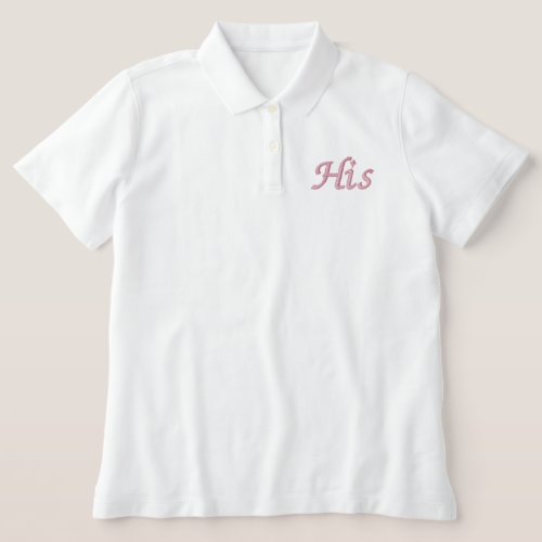 Avryl Fleurs Pink White His Wifey Bridal  Embroidered Polo Shirt