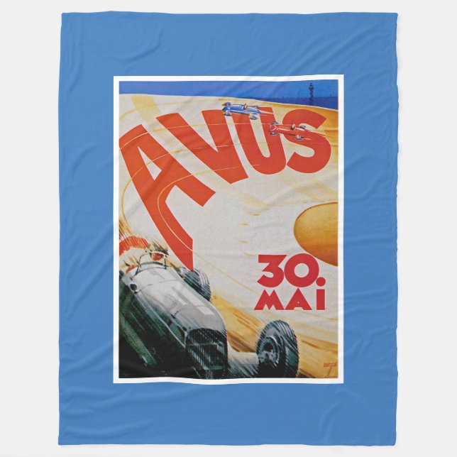 Avus Automobile Racing Poster Fleece Blanket (Front)