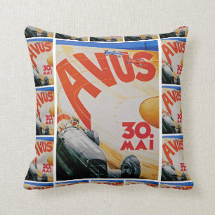 Avus Automobile Racing Poster Throw Pillow